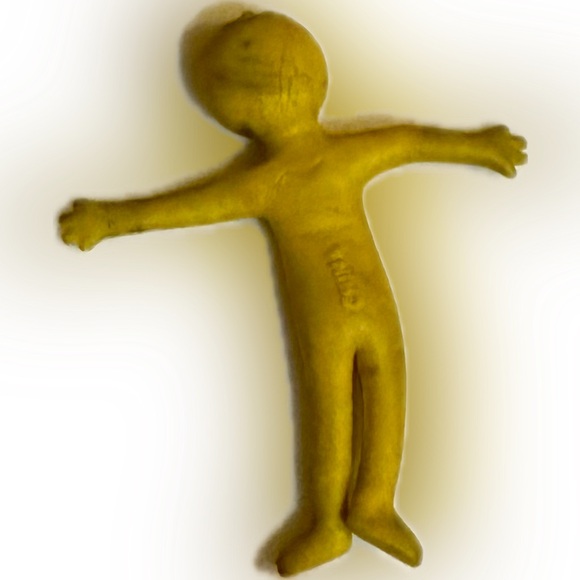VTG RARE TINY YELLOW SMILEY FACE FLEXIBLE RUBBER STRETCHY MAN PRIZE GIFT TOY 1.5 - Picture 3 of 9